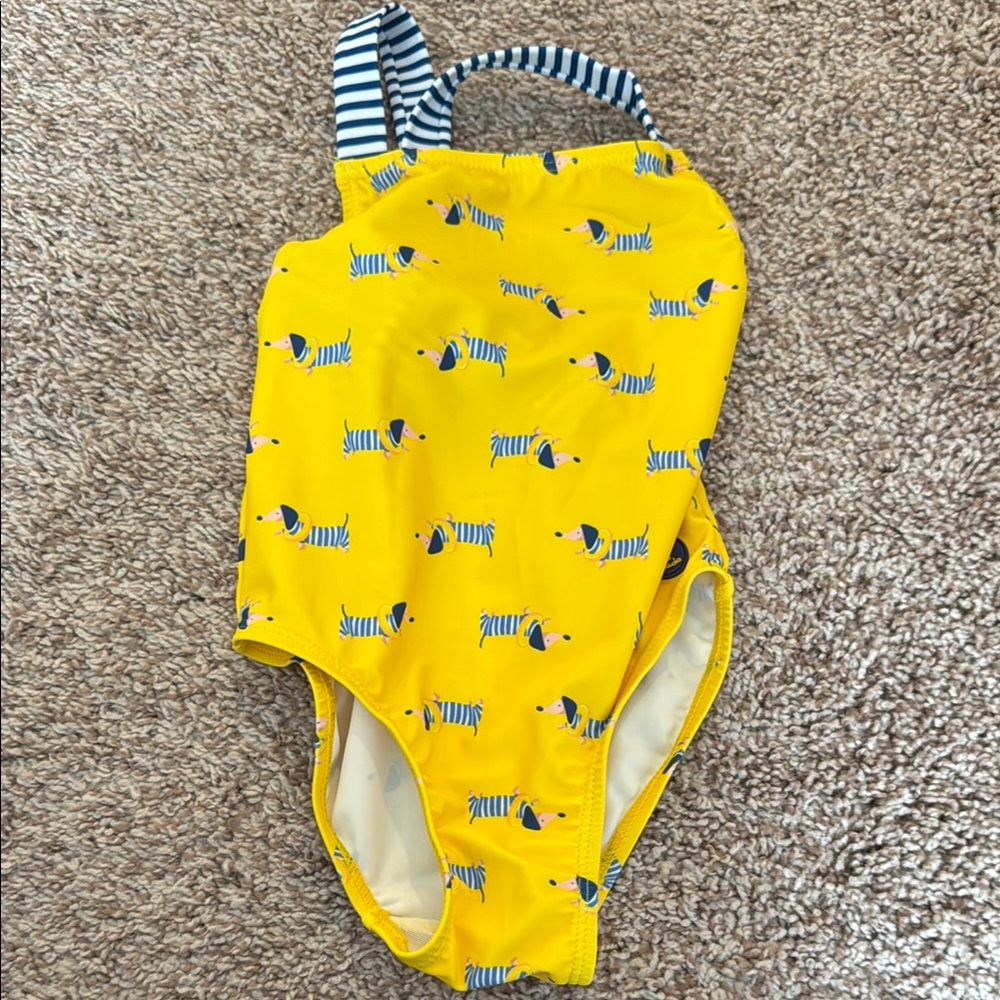 Yellow Swimsuit with Toucan Print